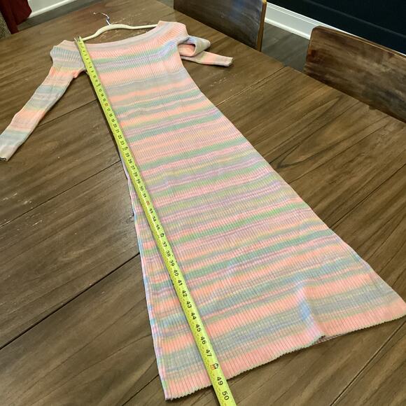 Daily Practice by Anthropologie Ribbed long sleeve stripe Sweater midi Dress S - Picture 4 of 12